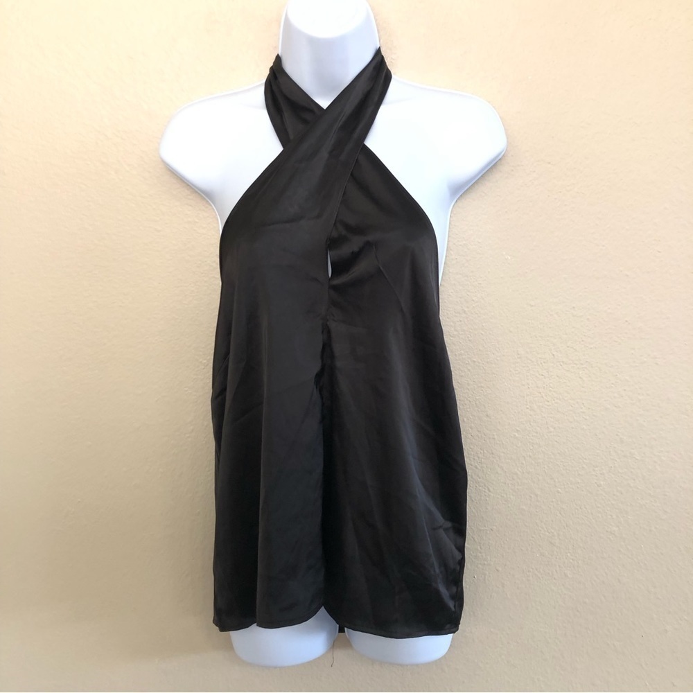 Nasty Gal Halter Who Goes There Satin Cami Top Size 8